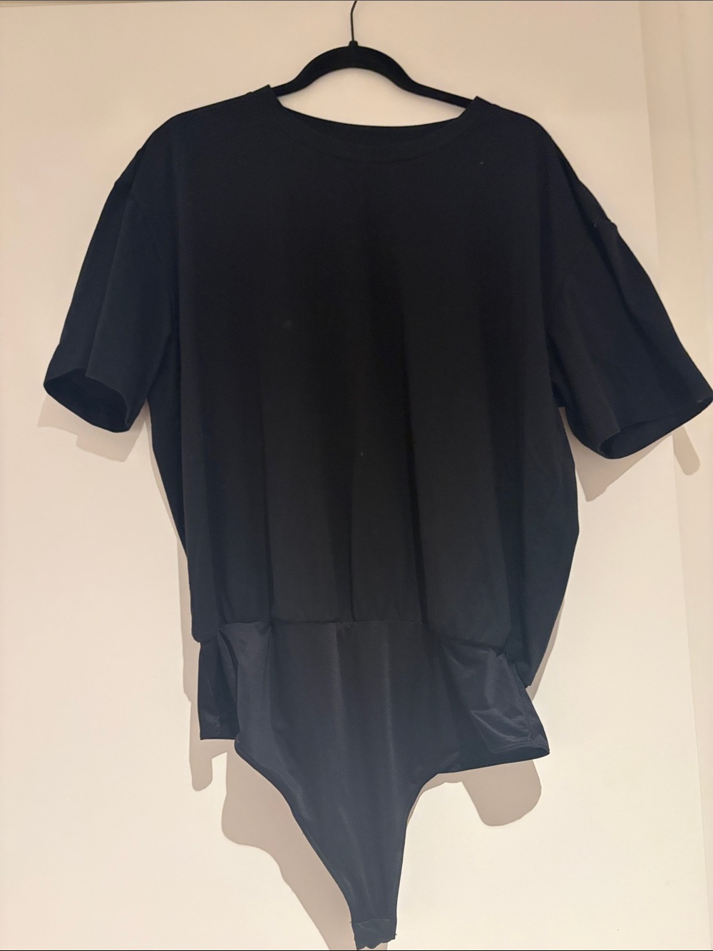 SPANX Black Short-Sleeve Scoop Neck Bodysuit